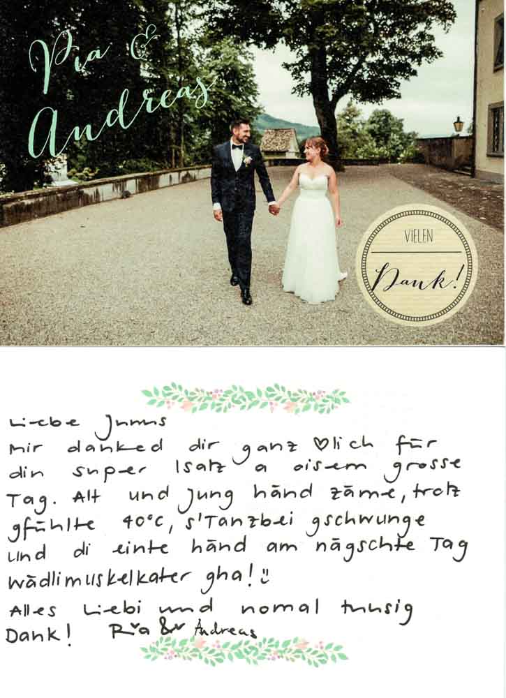 DJ Hochzeit dankeskarte